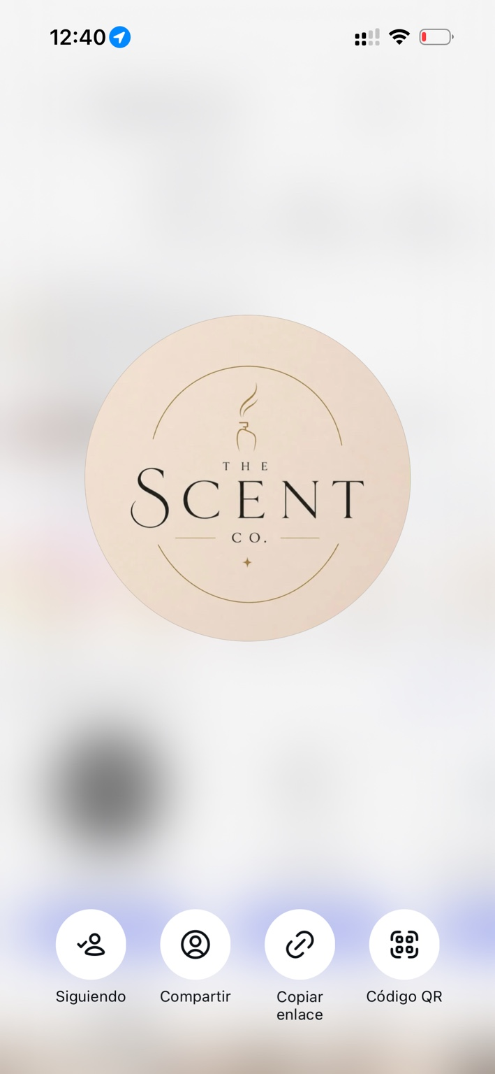 Logo original de The Scent Co, en crema y dorado